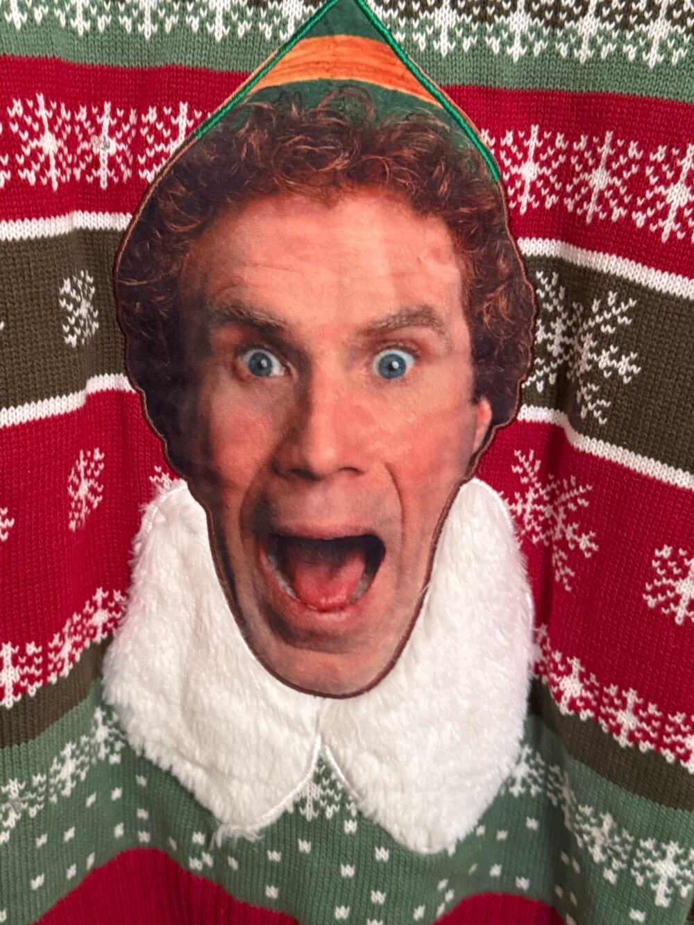Elf sweater smiling is my favorite M